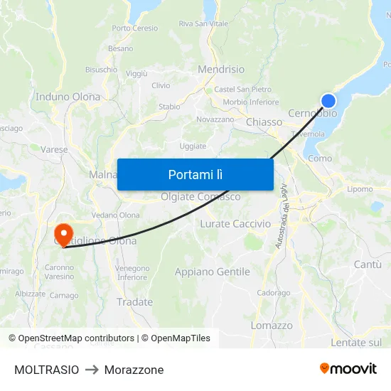 MOLTRASIO to Morazzone map