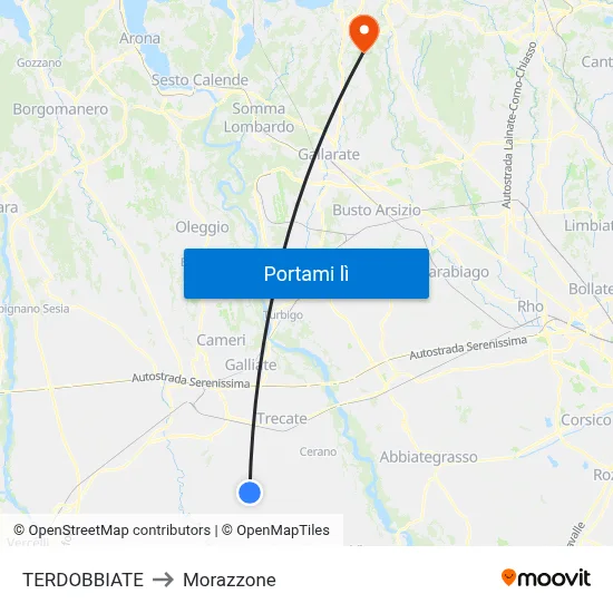 TERDOBBIATE to Morazzone map