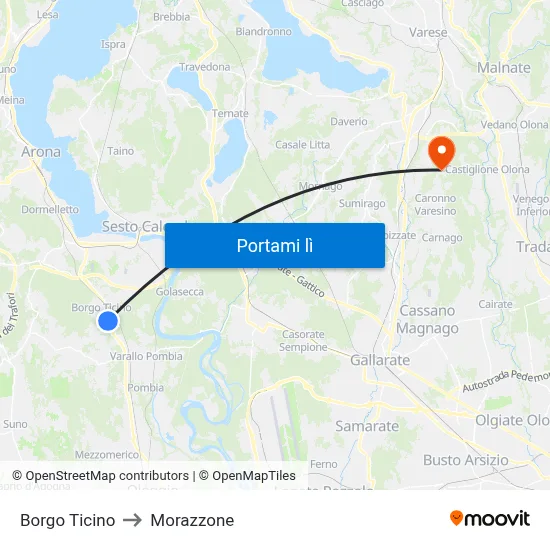 Borgo Ticino to Morazzone map
