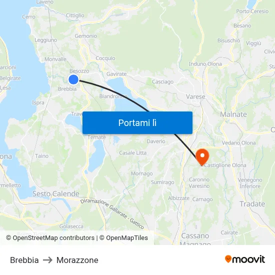 Brebbia to Morazzone map