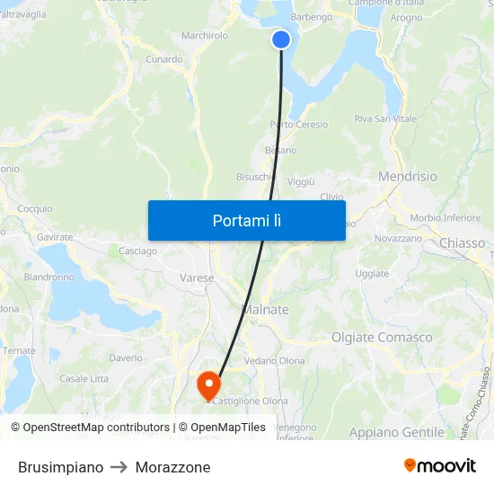 Brusimpiano to Morazzone map