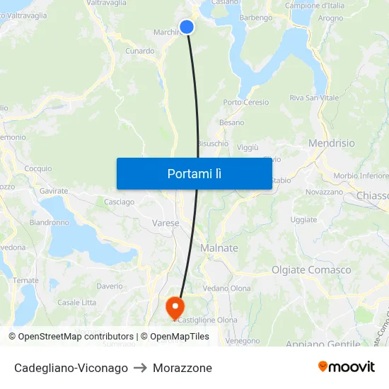 Cadegliano-Viconago to Morazzone map
