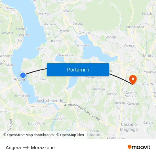 Angera to Morazzone map