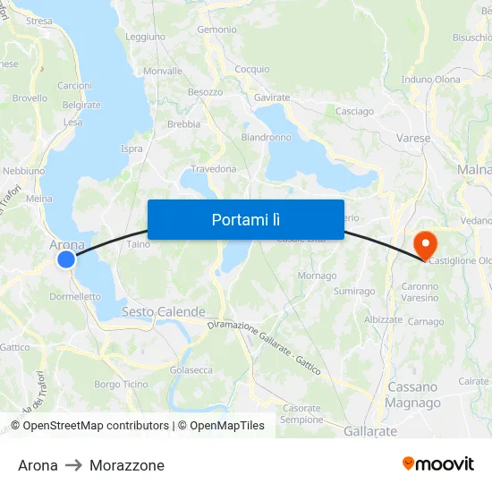 Arona to Morazzone map