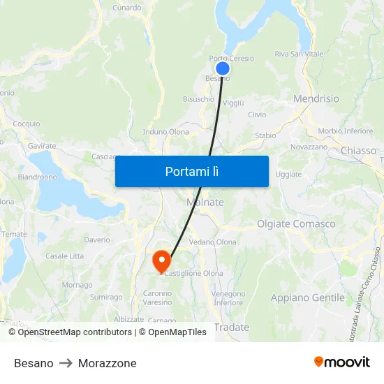 Besano to Morazzone map