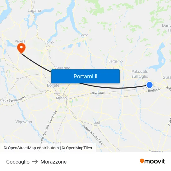 Coccaglio to Morazzone map