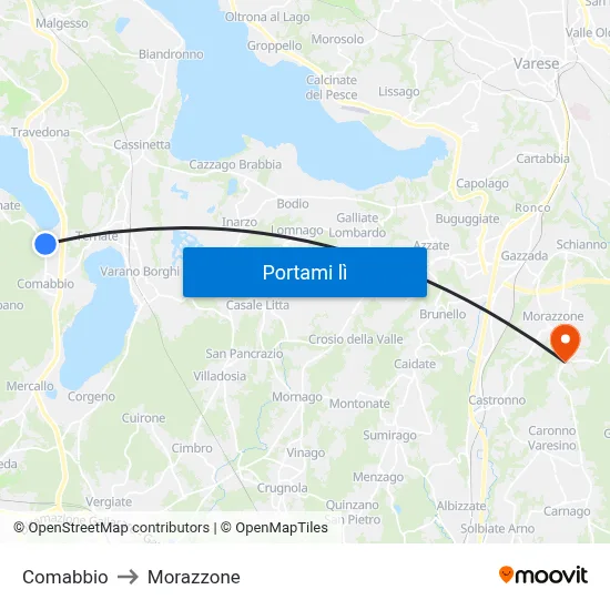 Comabbio to Morazzone map