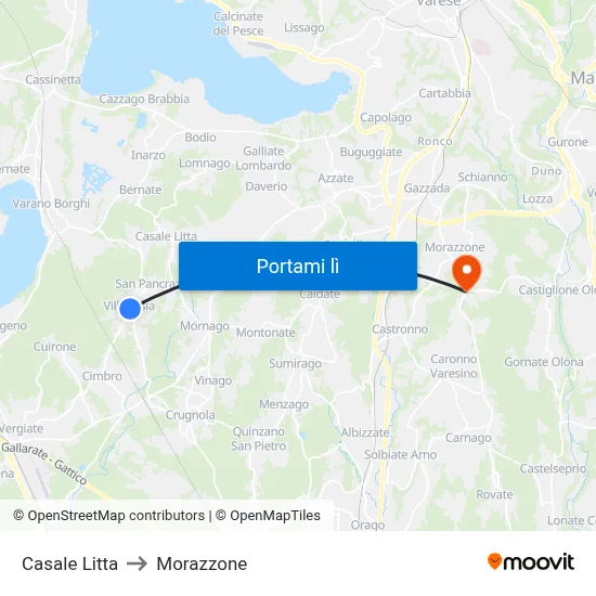 Casale Litta to Morazzone map
