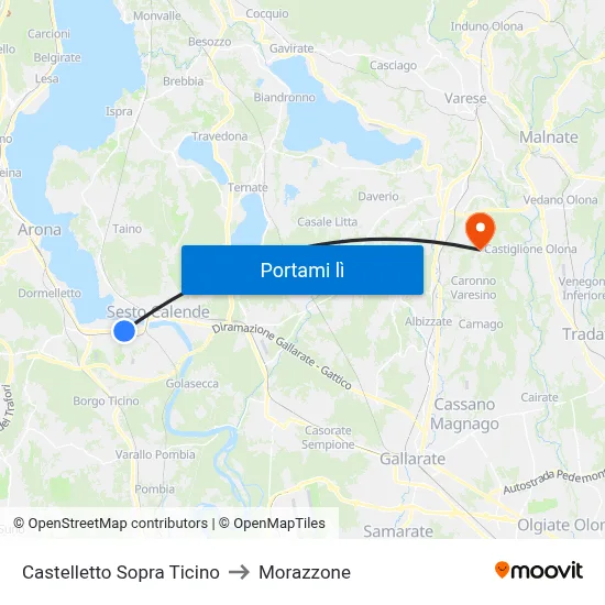 Castelletto Sopra Ticino to Morazzone map