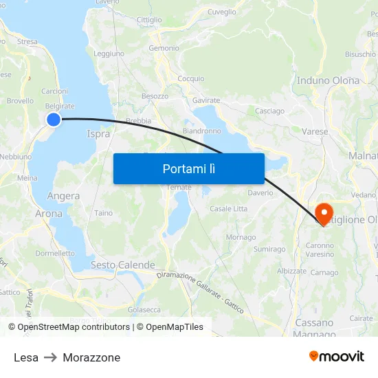 Lesa to Morazzone map