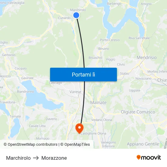 Marchirolo to Morazzone map