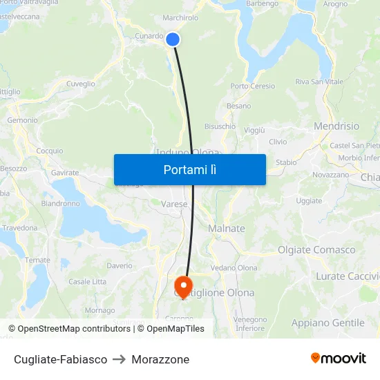 Cugliate-Fabiasco to Morazzone map