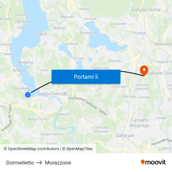 Dormelletto to Morazzone map