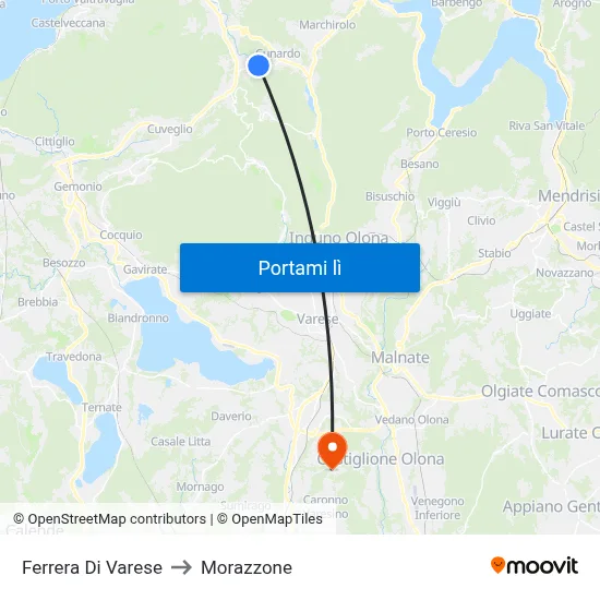 Ferrera Di Varese to Morazzone map