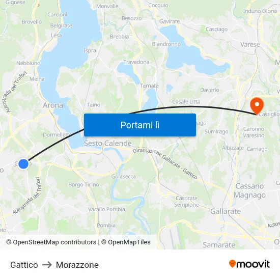 Gattico to Morazzone map