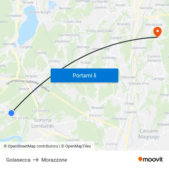 Golasecca to Morazzone map