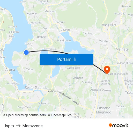 Ispra to Morazzone map