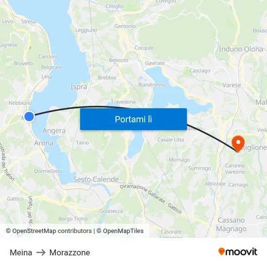Meina to Morazzone map