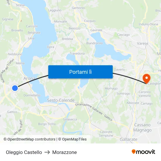 Oleggio Castello to Morazzone map