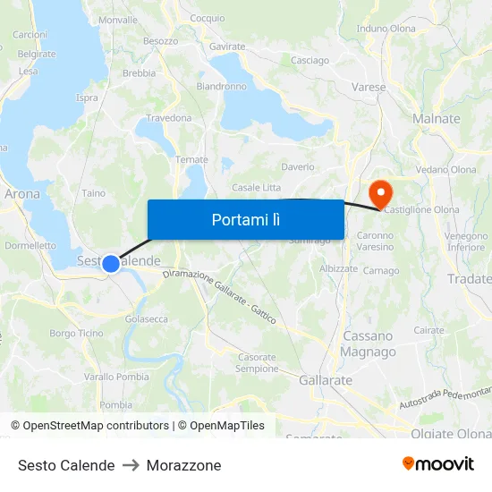 Sesto Calende to Morazzone map