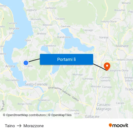 Taino to Morazzone map