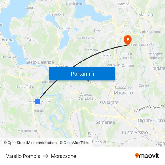 Varallo Pombia to Morazzone map