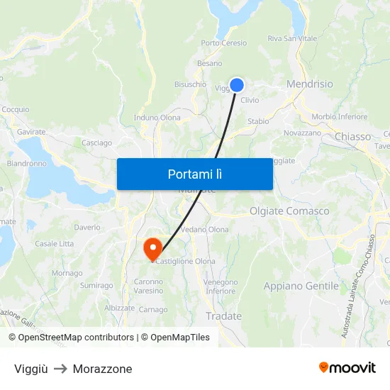 Viggiù to Morazzone map