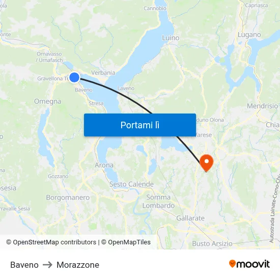 Baveno to Morazzone map