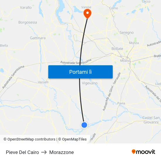 Pieve Del Cairo to Morazzone map
