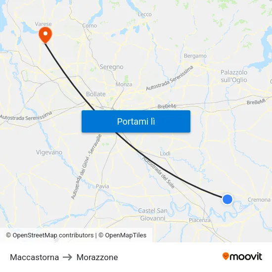 Maccastorna to Morazzone map