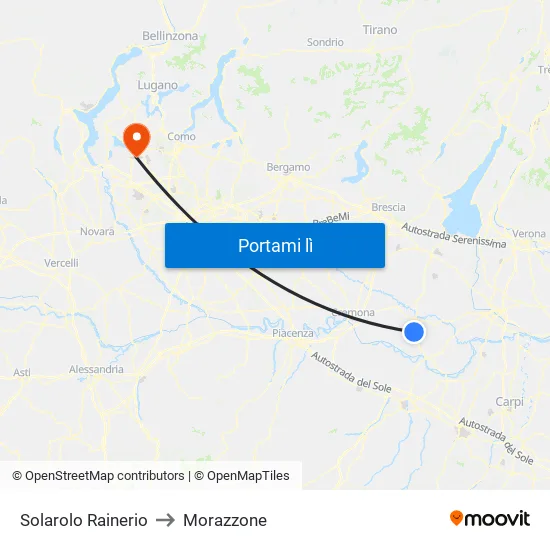 Solarolo Rainerio to Morazzone map