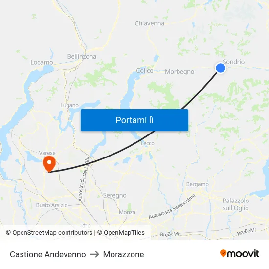 Castione Andevenno to Morazzone map