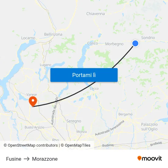 Fusine to Morazzone map