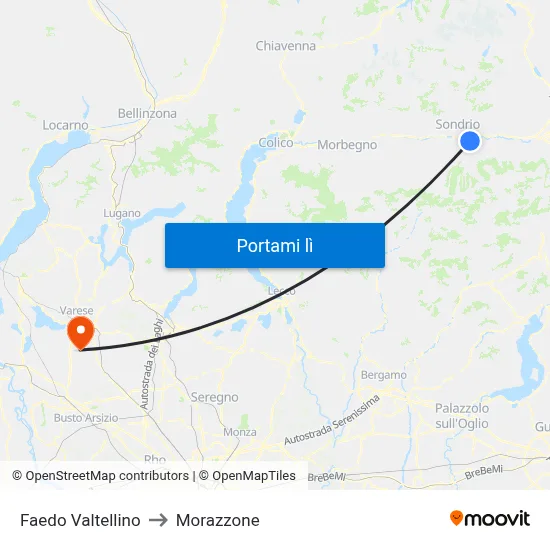 Faedo Valtellino to Morazzone map