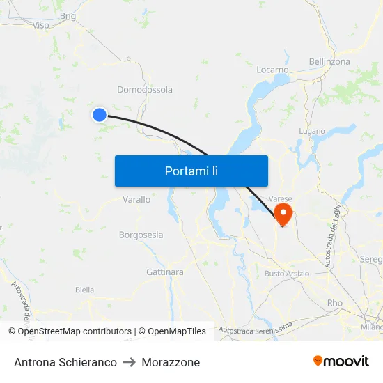 Antrona Schieranco to Morazzone map