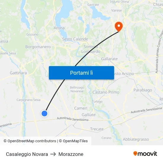 Casaleggio Novara to Morazzone map