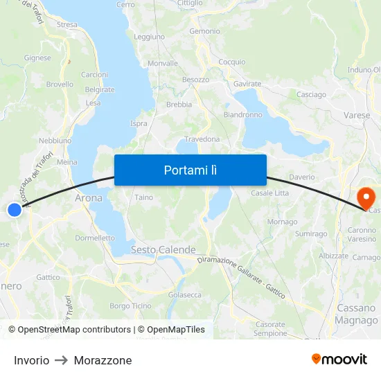 Invorio to Morazzone map