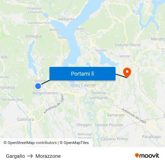 Gargallo to Morazzone map