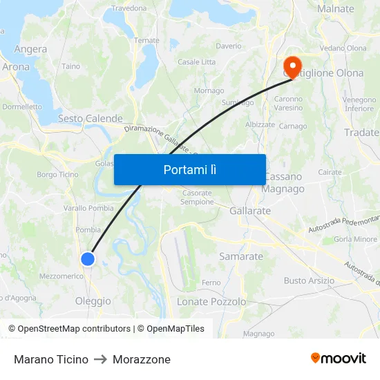Marano Ticino to Morazzone map