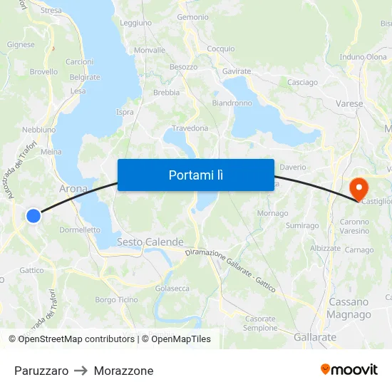 Paruzzaro to Morazzone map