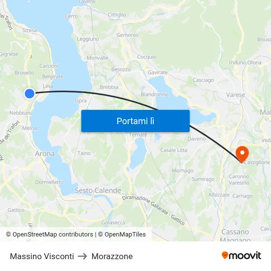 Massino Visconti to Morazzone map