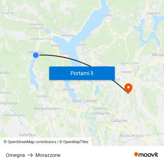 Omegna to Morazzone map