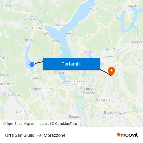 Orta San Giulio to Morazzone map