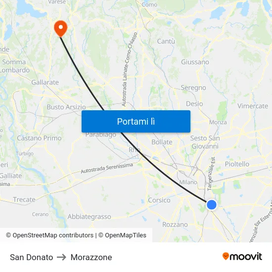 San Donato to Morazzone map
