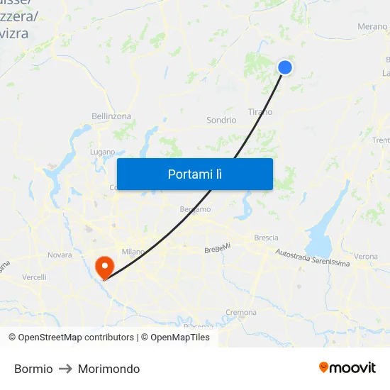 Bormio to Morimondo map