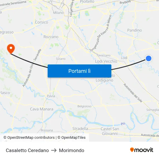 Casaletto Ceredano to Morimondo map