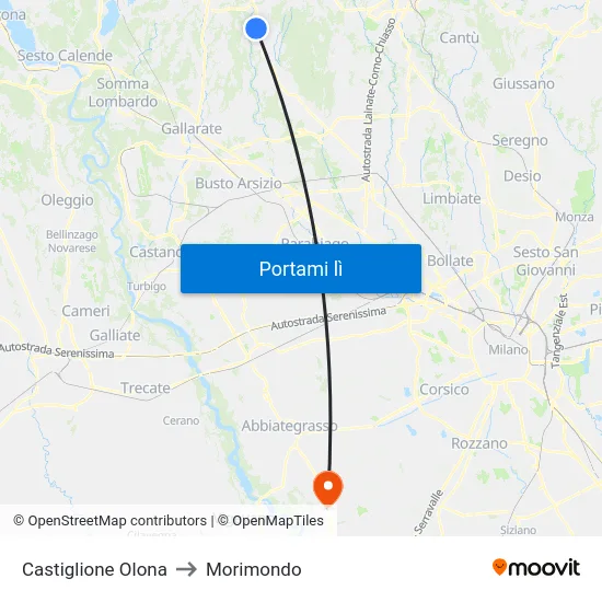 Castiglione Olona to Morimondo map