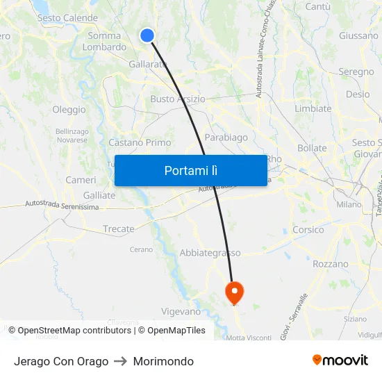 Jerago Con Orago to Morimondo map