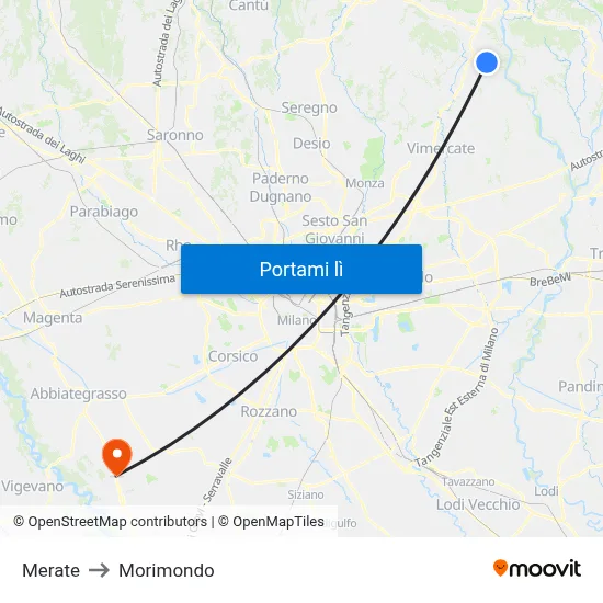 Merate to Morimondo map