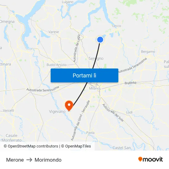 Merone to Morimondo map